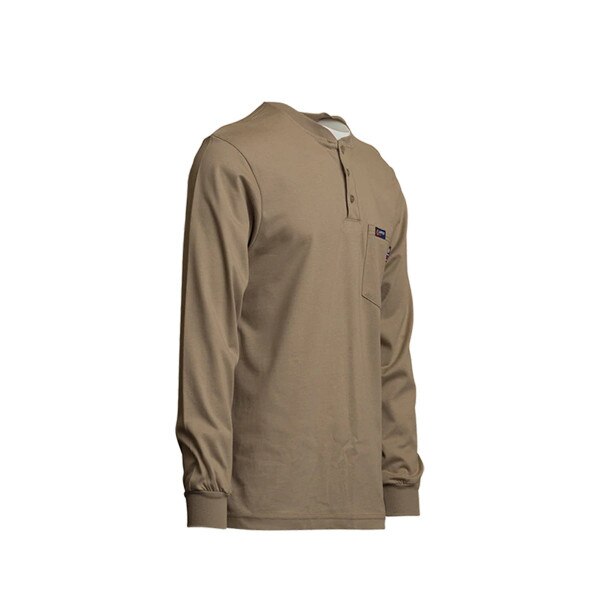 LAPCO 7 oz FR Henley Long Sleeve Shirt in Khaki